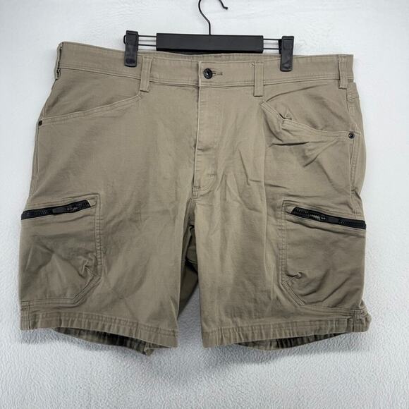 Duluth Trading Shorts mens 42 Tan Brown Flex Fire Hose Carpenter Canvas Workwear - Picture 1 of 10